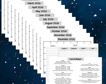 Maandkalender 2026, 2026 kalender afdrukbaar, blanco kalender 2026, kalendersjabloon, 12 maanden kalender, maand in één oogopslag, planner 2026 - Nederland