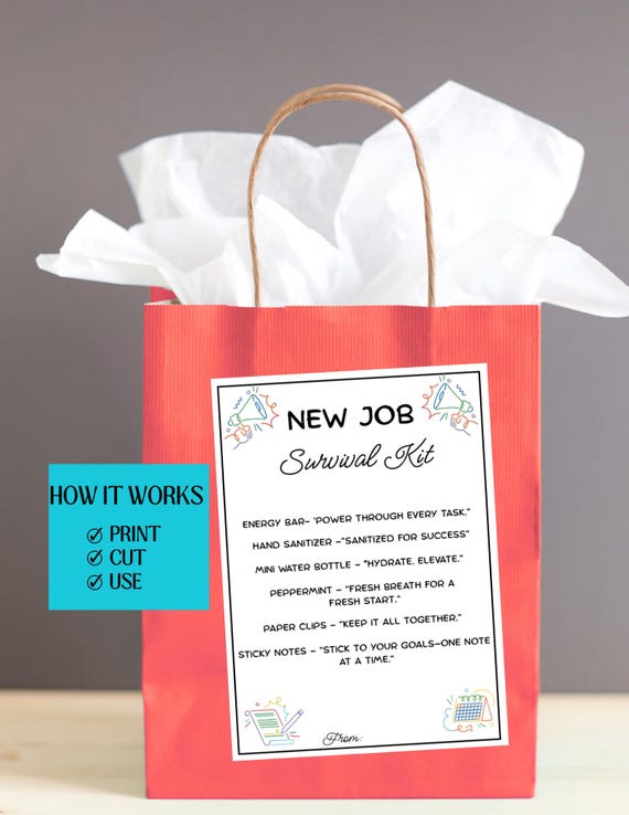 New Job Survival Kit Tags,new Employment Gift, New Employee Gift