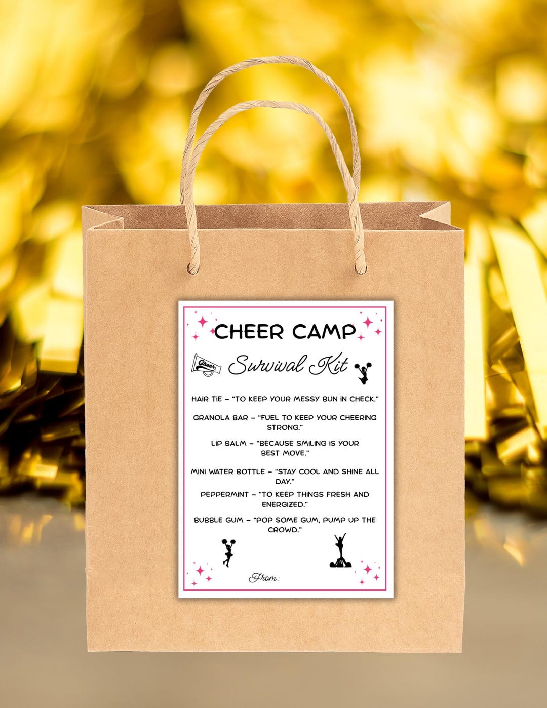 Cheer Camp Survival Kit Tag, Printable,cheerleading Gift Bag ...