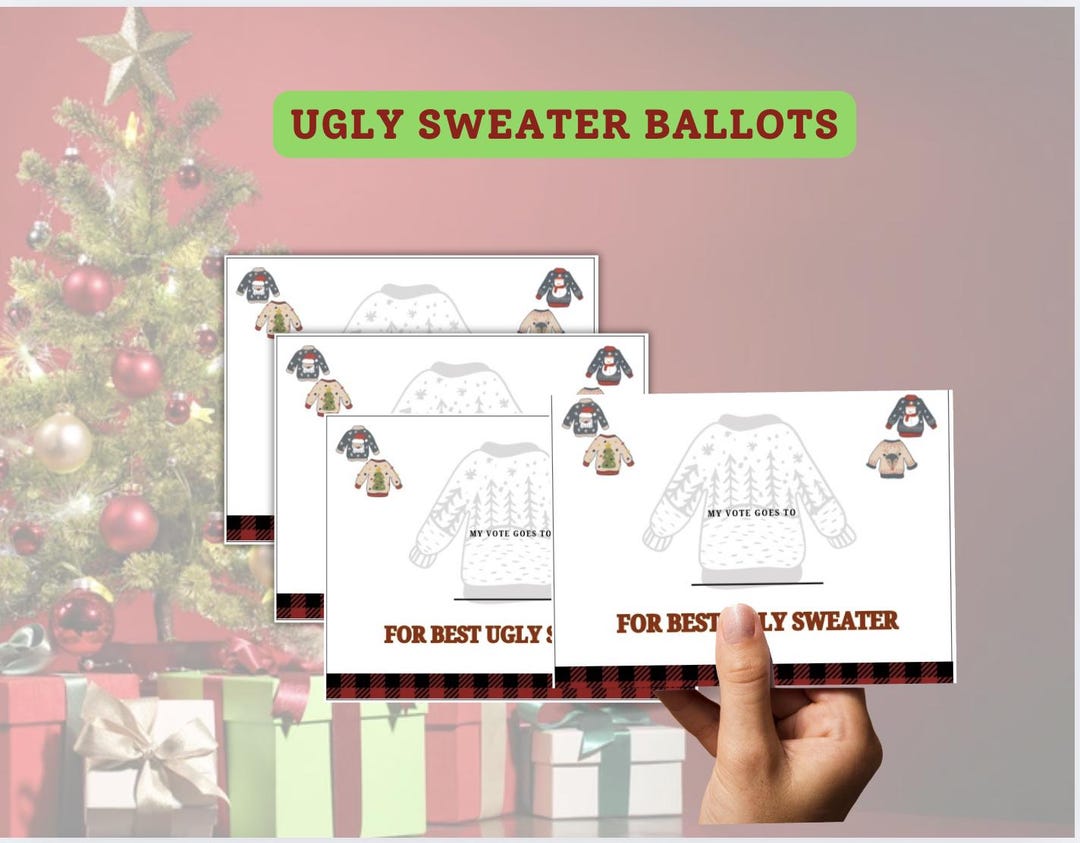 Ugly Sweater Contest Ballots,printable Holiday Party Voting Cards, Ugly ...