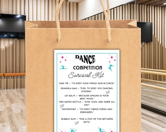 Dance Competition Survival Kit Tags: Printable Goodie Bag Labels,Printable Favor Tags for Spirit Bags,Dance Team Gift for Recitals, Banquets