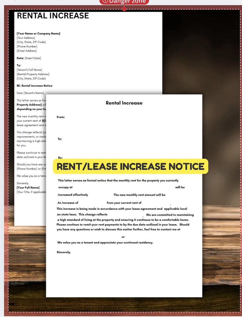Landlord Rent Increase Forms.pdf Printable Rental Lease Increase Template: Landlord Notification Form ...