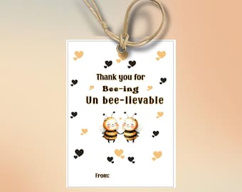 Étiquette de remerciement abeille, cadeau de remerciement de la Semaine nationale de l'action bénévole des abeilles, remerciement d'un enseignant d'un employé, faveurs d'abeilles, douche d'abeilles, remerciement d'un ami