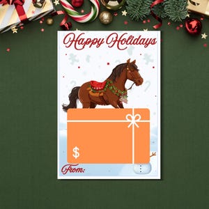 Porte-cartes de Noël sur le thème des chevaux, porte-cartes de Noël sur le thème du cheval, porte-cartes de Noël, cheval dans la neige, cadeau équestre