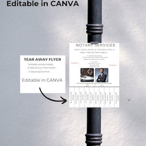 Szablon ulotki do odrywania – usługi notarialne: minimalistyczna reklama Canva (do pobrania w wersji cyfrowej)