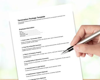 Termination Package Checklist Printable, Employee Off boarding Form, HR Exit Process Template, Staff Termination Form, Business HR Printable