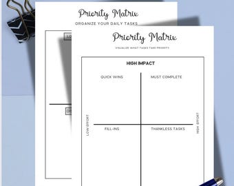 Priority Matrix Planner, Decision Matrix,Decision Matrix Daily Productivity Planner Work ,Priority Matrix Office Fillable PDF,Task Organizer