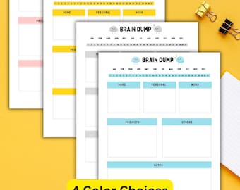 Brain Dump Printable Planner, Organizer,Brain Dump Planner Printable Mental Clarity Worksheet,Mind Declutter Journal ,Productivity Template
