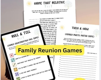 Family Reunion Games Bundle. Family reunion theme party games,Reunion Ideas, Family reunion activities, Family party games
