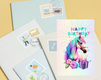Carte De Vœux Sainte Catherine - Licorne Arc-en-ciel - Format 12x17 Cm Avec Enveloppe - Imprimée En France - 5