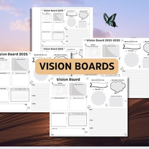 Printable Vision Board 2025-26: Goal Setting, Inspiration (PDF Downloadable Template)