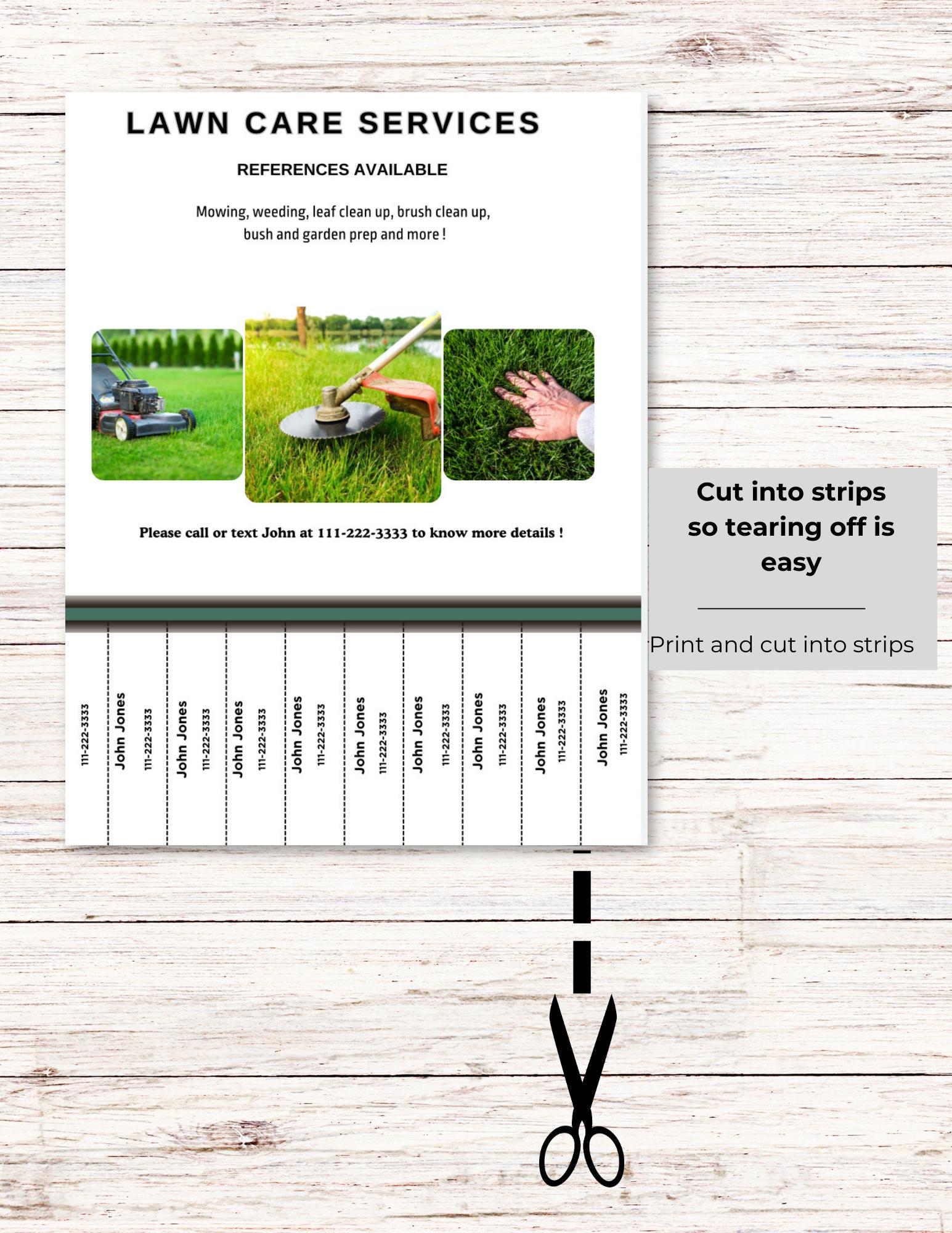 ジョン Lawn Care Services Flyer: Landscaping, Mowing, Weeding (digital