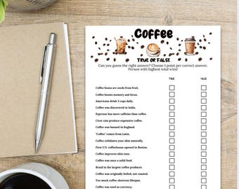 Kaffee Quiz Spiel: Richtig oder falsch Gesellschaft Spiel (PDF Download)