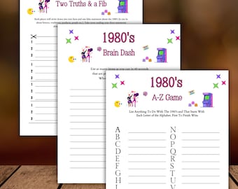 1980s Trivia Game, 80s Games Bundle Printable, 80s Activities, 80s Party Games, 80s Trivia, Retro Party Games, printable, 80s trivia quiz