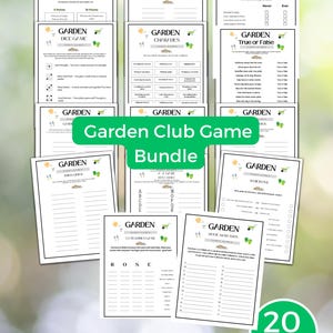 Garden Club/Party Games,Garden Themed games and activities,Garden party game bundle, garden family game night trivia, garden club party game