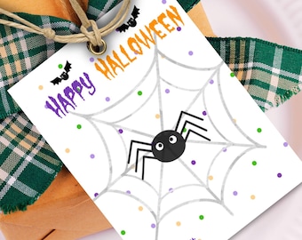 Halloween Treat Tag,Spider Design, halloween gift tag, treat tag toppers, halloween classroom gift tags, halloween party tree tags