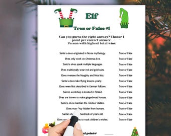 Elf Trivia Game,Elf themeTrue or False quiz,Christmas Game,Christmas Party Game, Elf Printable Game,Holiday Party Game,Winter HolidayTrivia