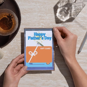 Portatarjetas de regalo editable con tema de pescador para el Feliz Día del Padre, tarjeta con temática de pescador para papá, regalo para el Feliz Día del Padre pescador