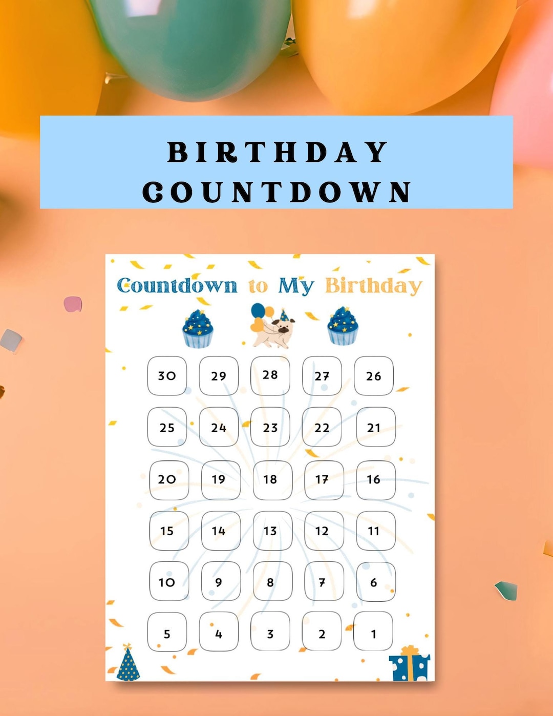 Birthday Countdown Calendar for Family Birthdays, Countdown the Days ...