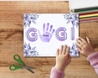 Presente de arte com impressão de mão para avós e Gigi: lembrança faça você mesmo para creche pré-escolar, arte com impressão de mão para educação domiciliar e Gigi, presente para avós