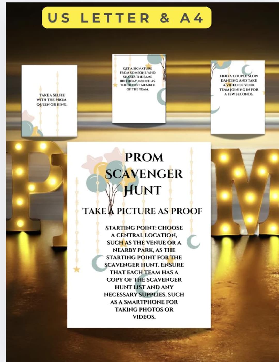 Printable Prom Scavenger Hunt Game for Teens (PDF) Teen Prom Scavenger ...