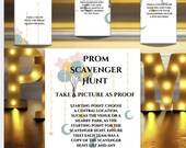 Printable Prom Scavenger Hunt Game for Teens (PDF) teen prom scavenger hunt game, prom games, printable prom activities