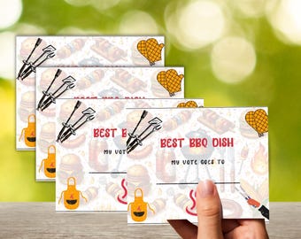 BBQ Cook-Off Voting Ballots, Printable Contest Cards, BBQ Competition votes, Barbecue cook off voting cards, cook off contest ballots