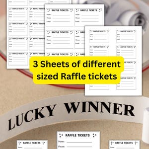 Printable Raffle Tickets: Minimalist Design, 3 Sizes (PDF Download, Canva Template)
