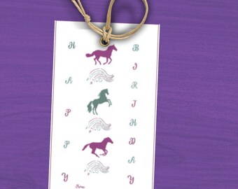 Printable Horse Birthday Gift Tags,Equestrian Party Favors,Horse birthday party treat, gift and favor tags for horse themed birthday party