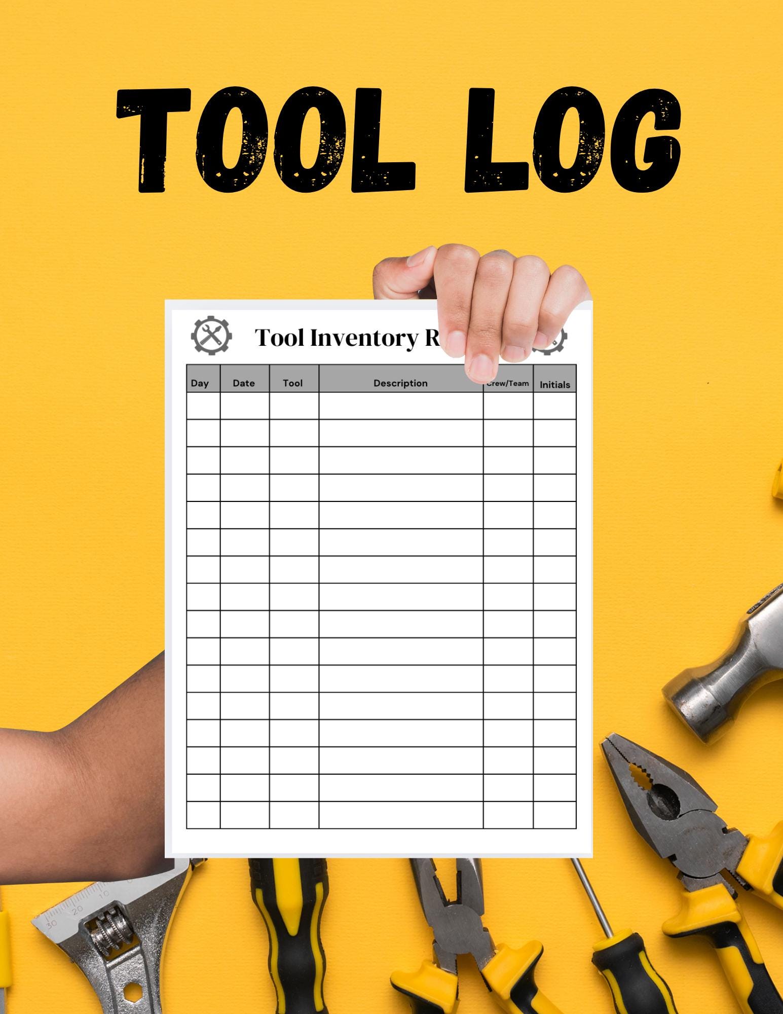 Tool/equipment Inventory Log,machinery Resource Tracker Sheet,personal ...