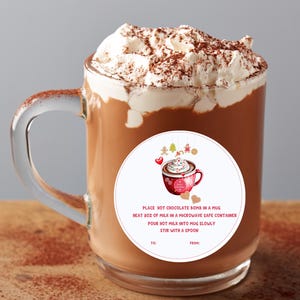 Etiquetas imprimibles para regalos con forma de bomba de chocolate caliente, etiquetas para regalos de vacaciones, regalos de chocolate caliente, fiesta de chocolate caliente, kit de chocolate caliente, etiquetas imprimibles para chocolate caliente
