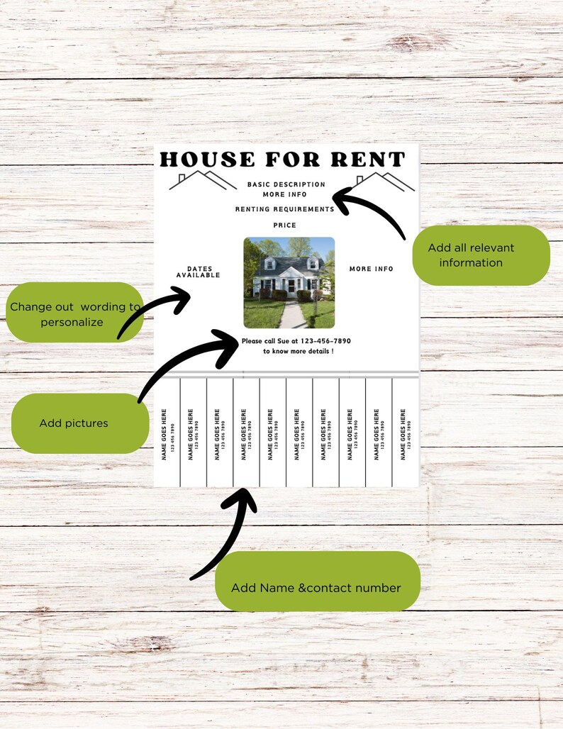 House for Rent Flyer Template: Tear-away Contact Info, Canva Flyer ...
