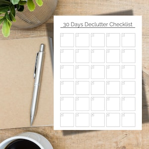 30-Day Declutter Planner,Printable Daily Checklist for Home Organization,Minimalist Challenge to Tidy, Declutter Your Home in 30 Days