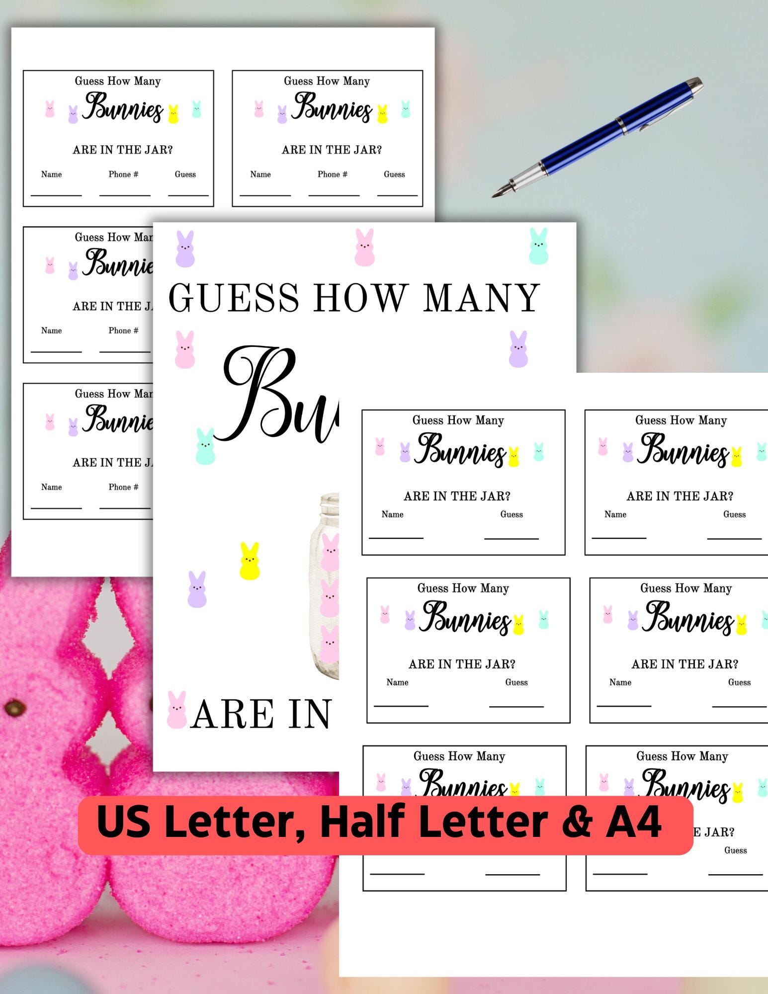 Guessing Raffle Easter Bunny Guessing Game: Printable Raffle, Easter Raffle Raffle ...