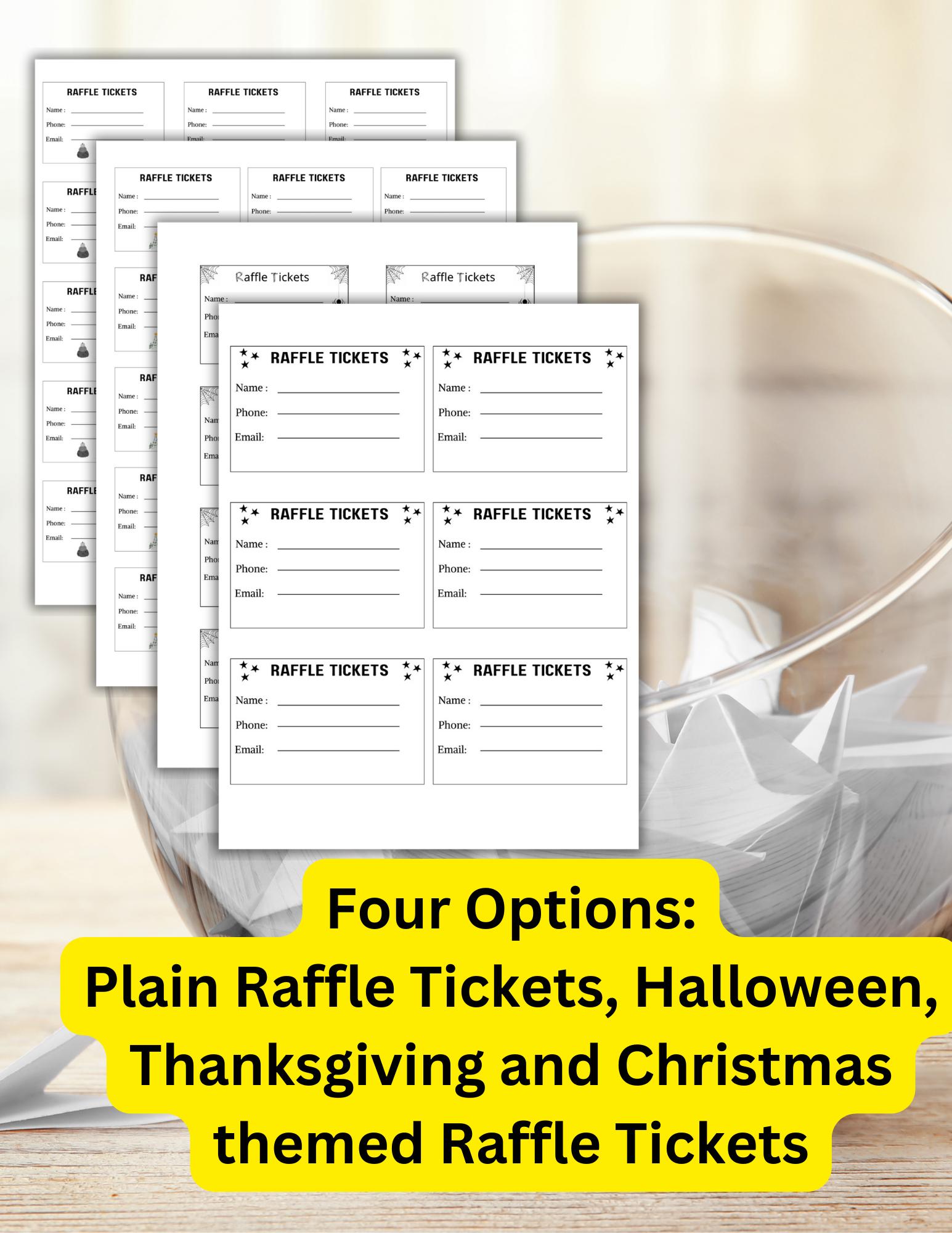 Come Win Raffles Raffle Ticket Bundle,printable Raffle Tickets, Seasonal Raffle Tickets ...