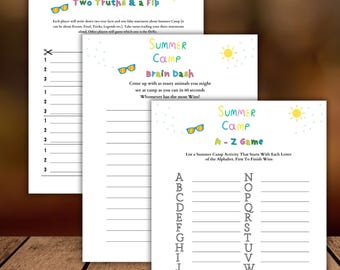 Summer Camp Party Game Bundle,Printable Camp Activities, Fun Summer camp themed Games for Kids & Teens,Summer Camp Icebreakers games
