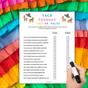 Taco Tuesday Trivia Game: True or False Family Fun (PDF Download)