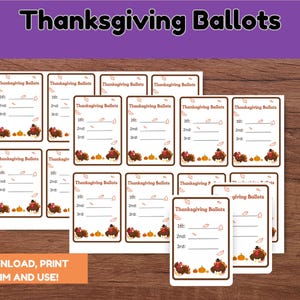 Thanksgiving-Abstimmungskarten, Wahlkarten für Ihren Thanksgiving-Wettbewerb / Wettbewerb für Veranstaltungen, Spendenakquise-Aktivitäten