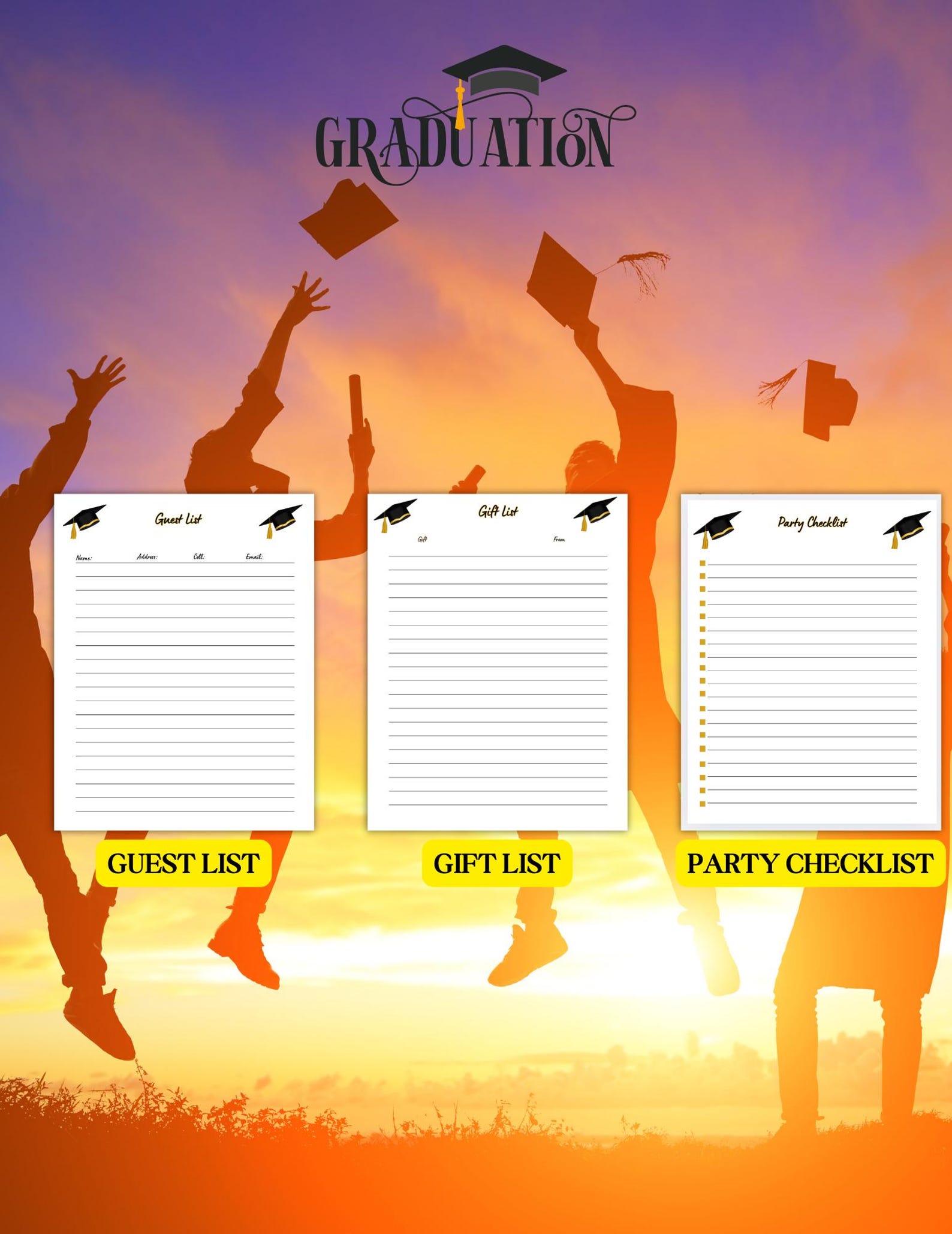 Grad List Graduation Party Planner, Grad Party Planner,guest List, Gift Tracker ...