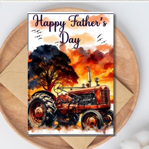 Carte de fête des pères imprimable sur le thème tracteur/agriculteur, carte de fête des pères avec tracteur pour papa, carte de fête des pères agricole, carte de papa aimant les tracteurs