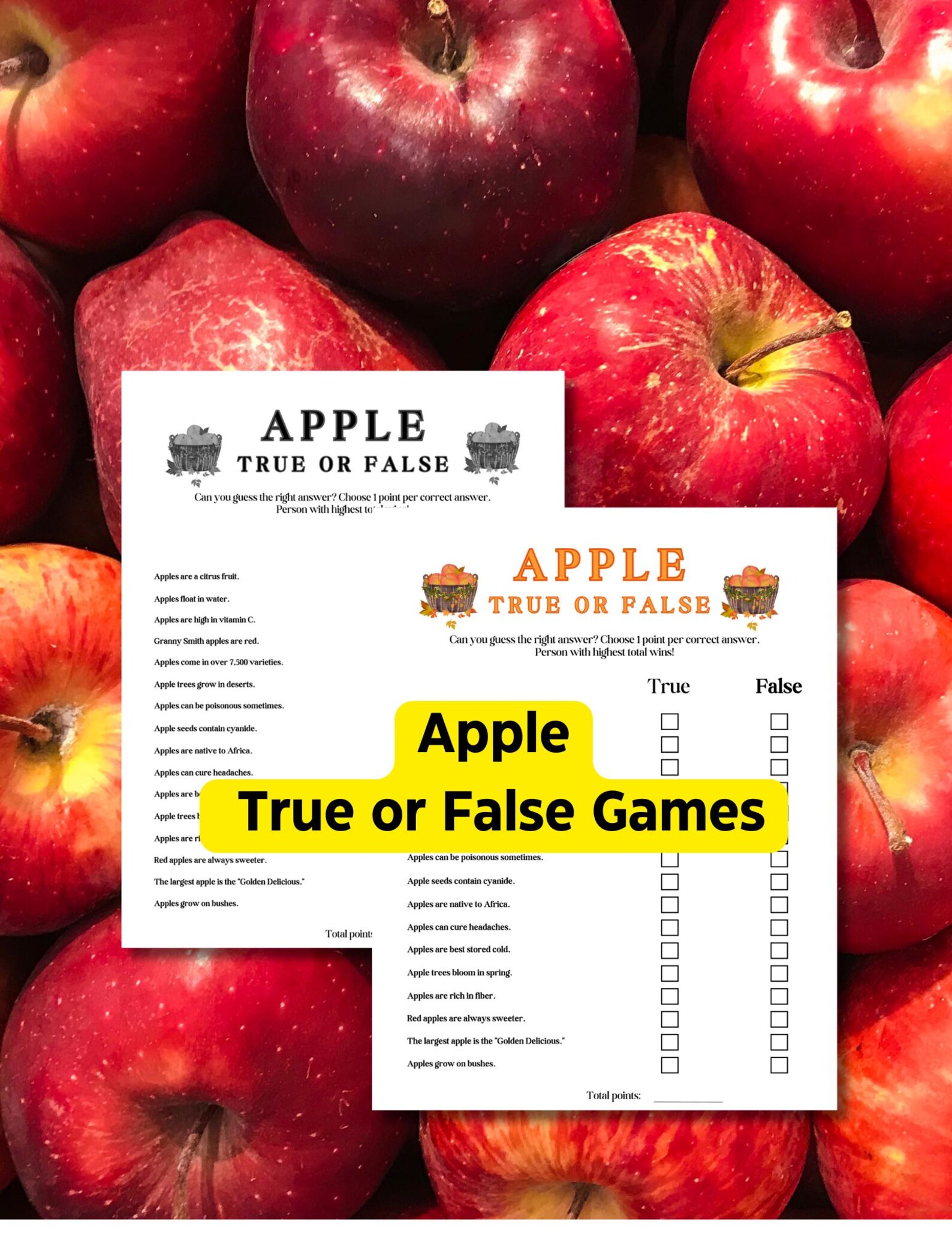 Ultimate Apple Trivia Quiz,apple True or False Trivia Game: Family ...