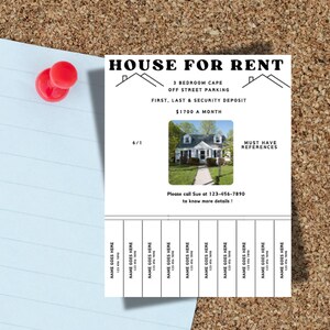 House for Rent Flyer Template: Tear-away Contact Info, Canva Flyer ...