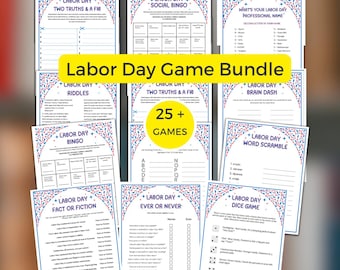 Labor Day Games Bundle,Labor Day Party Games Printable Labor Day-Themed Activities,Backyard BBQ, Family Gathering, Picnic/Celebration Games