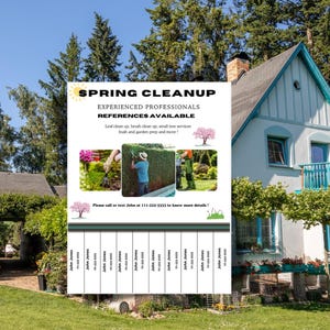 Spring clean up flyer advertising poster tear off flyer, yard clean up poster, Spring cleaning poster