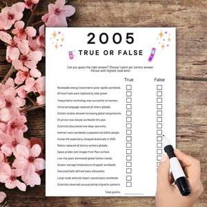 2005 True or False Trivia Game: Fun Party Activity (PDF Download)
