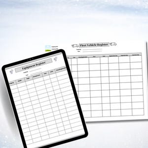 Può includere: Un modello di registro di flotta e attrezzature stampabile. Il modello include sezioni per informazioni su veicoli e attrezzature, tra cui azienda, anno, marca, modello, colore, registrazione, ispezione e dettagli assicurativi.