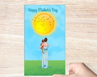 Tarjeta del Día de la Madre, Tarjeta para Mamá, Recuerdo del Día de la Madre, Regalo para el Primer Día de la Madre, Tarjeta para Mamá Primeriza, Tema Madre e Hijo