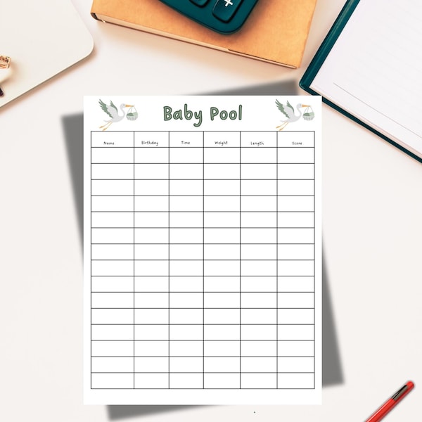Baby Betting Pool Template Etsy