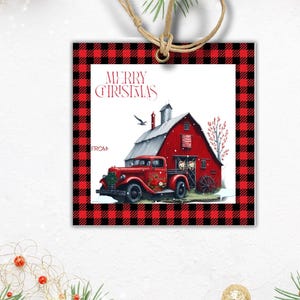 Christmas Truck Gift Tags: Printable Farmhouse Style (PDF Download)