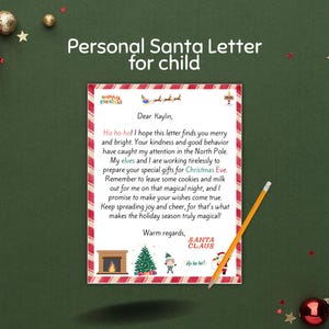 Carta de Papá Noel imprimible, carta de Papá Noel editable, personaliza con el nombre del niño, carta de Papá Noel para niños, magia navideña